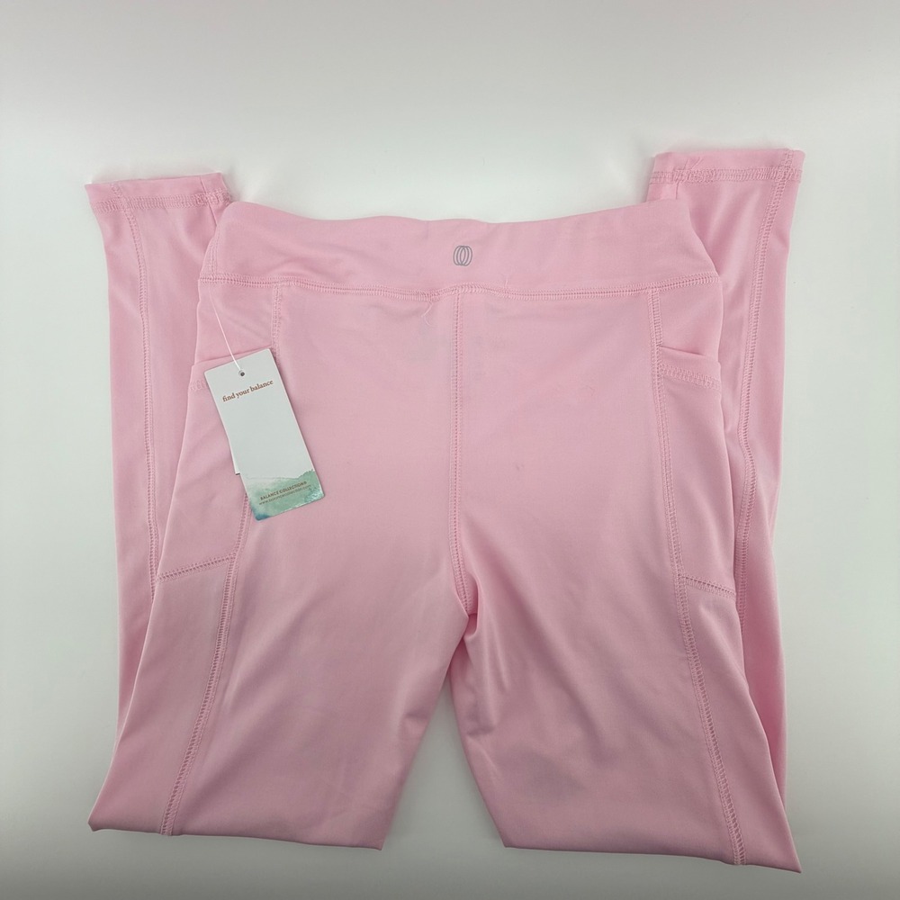 Balance Collection Kids Pink Lady Leggings Size M 10 12 Polyester Spandex Pocket - Picture 5 of 6